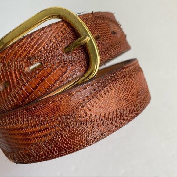 Vintage‎ Justin Lizard Leather Belt Brown Reptile Western Unisex Mens Womens 28 main image 4